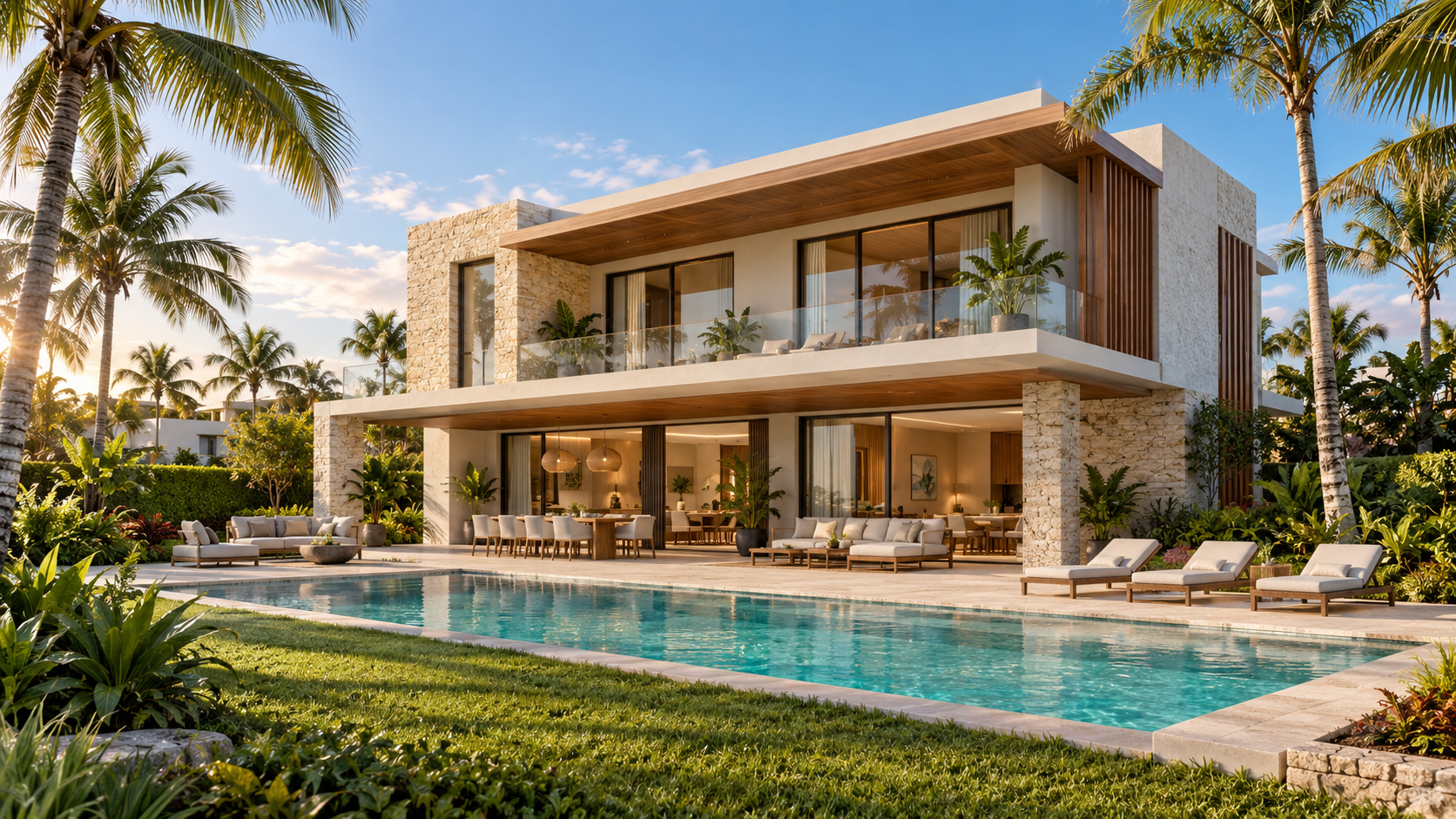 Villa contemporánea de dos niveles con piscina y diseño tropical en Punta Cana
